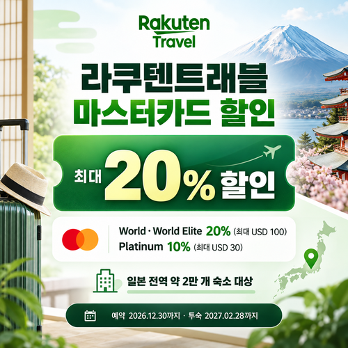 라쿠텐트래블 프리미엄 마스터카드 결제 할인 쿠폰